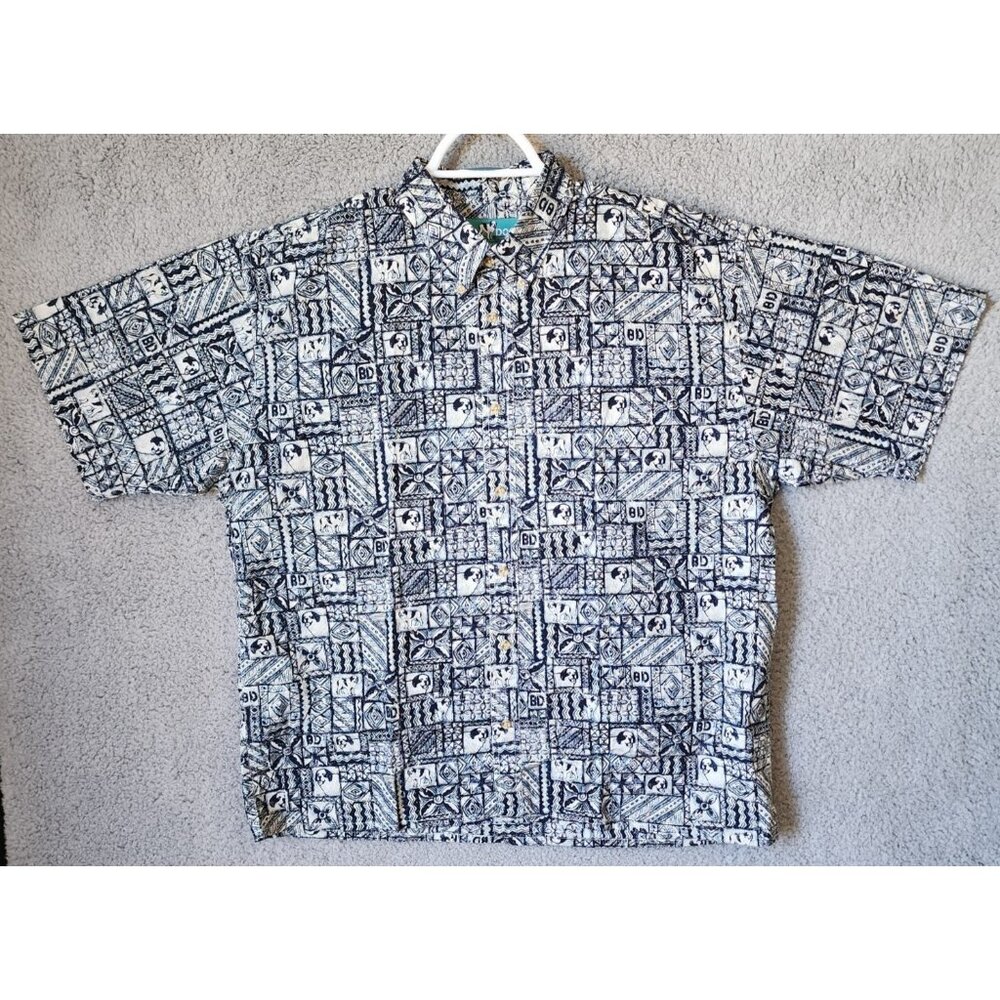 Big Dogs Hawaiian AOP Tropical Beach Button Down Short Sleeve Shirt Size XL